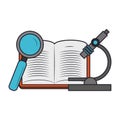 Magnifying glass and academic book design