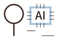 Magnifying Glass and AI Microchip Representing Technology and Artificial Intelligence Royalty Free Stock Photo
