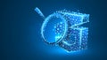 Magnifying glass Analysis of CSS coding language. Code analytics, programming, developing concept. Abstract, digital, wireframe, Royalty Free Stock Photo