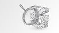 Magnifying glass Analysis of CSS coding language. Code analytics, programming, developing concept. Abstract, digital, wireframe, Royalty Free Stock Photo
