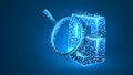 Magnifying glass Analysis of Java Script coding language. Code analytics, programming, developing concept. Abstract, digital, Royalty Free Stock Photo