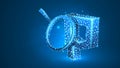 Magnifying glass Analysis of PHP coding language. Code analytics, programming, developing concept. Abstract, digital, wireframe, Royalty Free Stock Photo