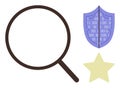 Magnifying Glass with Shield and Star Representing Security, Quality, and Investigation Royalty Free Stock Photo