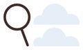 Magnifying Glass Analyzing Cloud Data in a Simple Conceptual Flat Design Royalty Free Stock Photo
