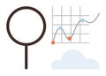 Magnifying Glass Analyzing Rising Graph with Cloud Element for Business Data Insights Royalty Free Stock Photo
