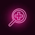 magnifying glass approximation neon icon. Elements of web set. Simple icon for websites, web design, mobile app, info graphics Royalty Free Stock Photo