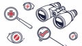Magnifying glass and binoculars, observation and investigation tools vector design Generative AI