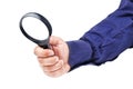 Magnifying Glass Businessman Hand Isolated Royalty Free Stock Photo