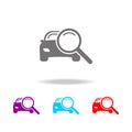 magnifying glass with a car icon. Elements of car repair multi colored icons. Premium quality graphic design icon. Simple icon for