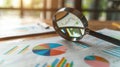 The magnifying glass and charts.AI generated image Royalty Free Stock Photo
