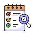 Magnifying glass with checklist showing checklist verification concept vector design