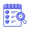 Magnifying glass with checklist showing checklist verification concept vector design