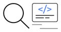 Magnifying Glass and Coding Symbol Web Development and Data Analysis Royalty Free Stock Photo
