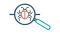 Magnifying Glass on Computer Bug, Software Debugging IT Issue, vector design Generative AI Royalty Free Stock Photo