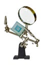 Magnifying glass with computer processor Royalty Free Stock Photo