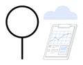 Magnifying Glass and Data Chart Representing Analysis and Cloud Integration Royalty Free Stock Photo