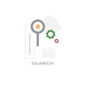 Magnifying glass database folder data search concept line style isolated
