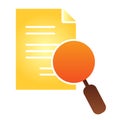 Magnifying glass and document flat icon. Search paper color icons in trendy flat style. Lens and list gradient style Royalty Free Stock Photo