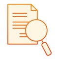 Magnifying glass and document flat icon. Search paper orange icons in trendy flat style. Lens and list gradient style Royalty Free Stock Photo