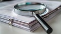 The Magnifying Glass on Documents.AI generated image Royalty Free Stock Photo