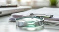 The Magnifying Glass on Documents. AI generated Royalty Free Stock Photo