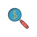 Magnifying glass flat line icon