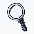 Magnifying glass doodle color vector icon. Drawing sketch illustration hand drawn line eps10