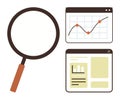 Magnifying Glass Exploring Graph and Data on Web Screens for Analysis and Research Royalty Free Stock Photo
