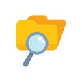 Magnifying glass exploring open folder searching files Royalty Free Stock Photo