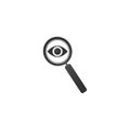 Magnifying Glass with eye icon. Lupe optical instrument. Zoom button. Search concept. Stock Vector illustration isolated on white Royalty Free Stock Photo
