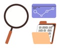 Data Analysis Concept with Magnifying Glass, Binary Code, and Analytics Chart Royalty Free Stock Photo