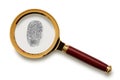 Magnifying glass with fingerprint.