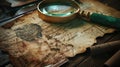 The Magnifying Glass and Fingerprint.AI generated image Royalty Free Stock Photo