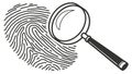 Magnifying glass on fingerprint, symbolizing forensic science and precise investigation, vector design Generative AI Royalty Free Stock Photo