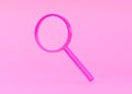 Magnifying glass flies soars over pink background