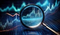 magnifying glass focuses on the fluctuation line graph, which is displayed as a dark grid.