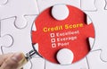 Magnifying glass focusing on Unchecked credit score evaluation form.