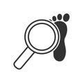 Magnifying Glass and Footsteps Outline Icon