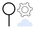 Magnifying Glass, Gear, and Cloud Representing Search and Technology Integration Royalty Free Stock Photo