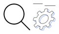 Magnifying Glass and Gear Representing Search and System Optimization Royalty Free Stock Photo