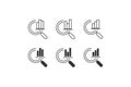 Magnifying glass and graph icon set. Modeling data vector Royalty Free Stock Photo