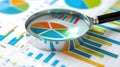 The Magnifying Glass on Graphs.AI generated image Royalty Free Stock Photo