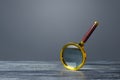 Magnifying glass on a gray background. Search and analysis, analytics and study. Pay attention to details and problems. Find