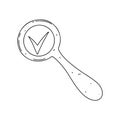 Magnifying glass. Hand drawn doodle style. Vector illustration isolated on white. Coloring page. Royalty Free Stock Photo