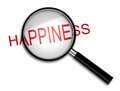 Magnifying glass with Happiness Royalty Free Stock Photo