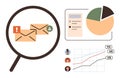 Email Analysis and Performance Tracking with Magnifying Glass and Data Visualization Royalty Free Stock Photo