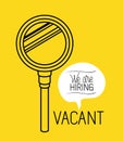 Magnifying glass with we are hiring message