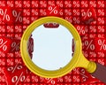 Magnifying glass and a hole in the wall of the percent