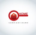 Magnifying glass with house logo design for real estate property industry vector illustration Royalty Free Stock Photo