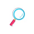 Magnifying glass icon cartoon flat vector sign
